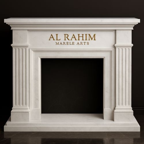 Classic White Marble Fireplace with Fluted Columns