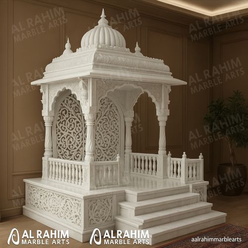 Ornate White Marble Temple with a Grand Staircase