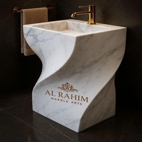 Twisted White Marble Sculptural Pedestal