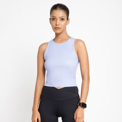 Riyu Women's Polyester Casual Lavender Sleeveless Crop Top