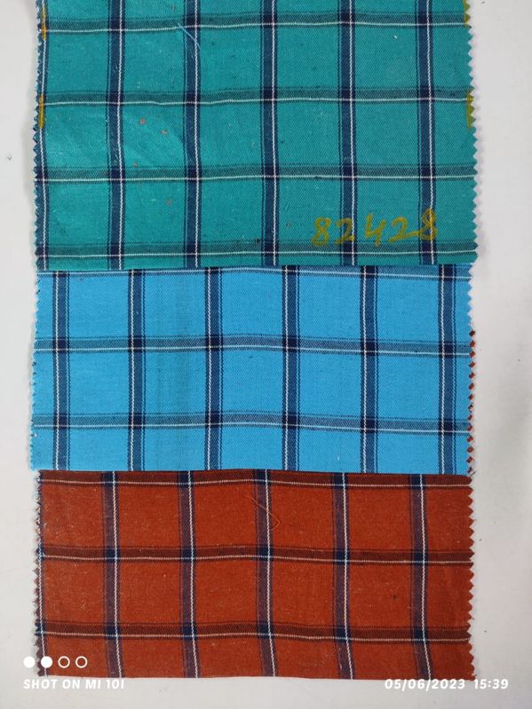 Yarn Dyed Twill Check Shirting Fabric