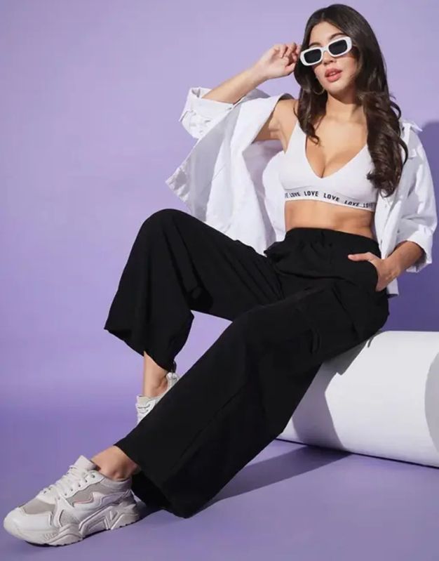 Ladies Black Cargo Pant
