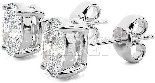 10K White Gold Round Diamond Stud Earrings