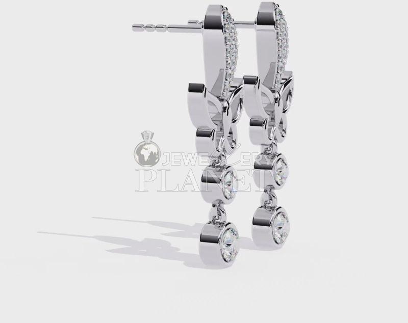 10k White Gold Butterfly Shape Diamond Drop Earrings