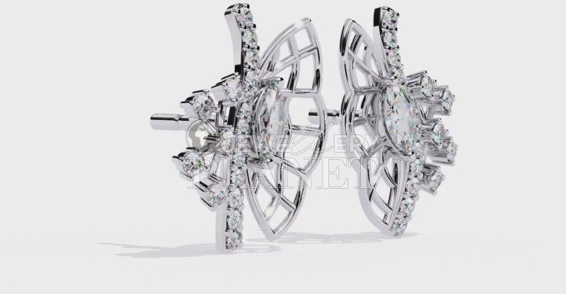 10k White Gold Butterfly Shape Diamond Stud Earrings
