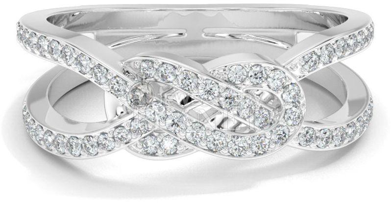 10K White Gold Diamond Entwined Love Knot Ring