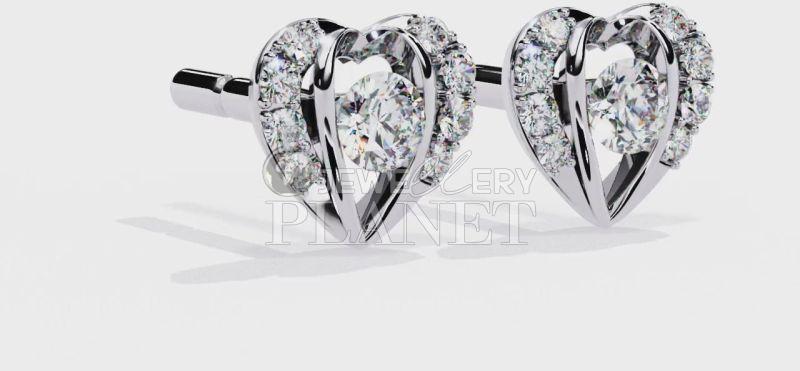 10k White Gold Heart Shape Diamond Stud Earrings