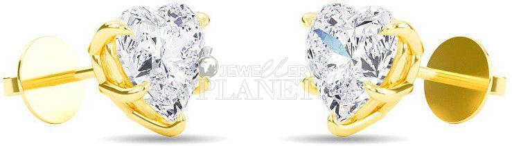 14K Gold Heart Diamond Stud Earrings