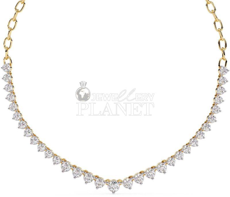 14K Yellow Gold Pear Cut Diamond Tennis Necklace