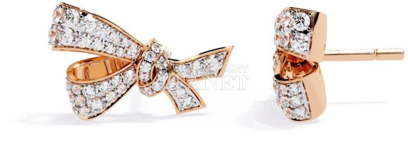 18K Rose Gold Diamond Bow Knot Stud Earrings
