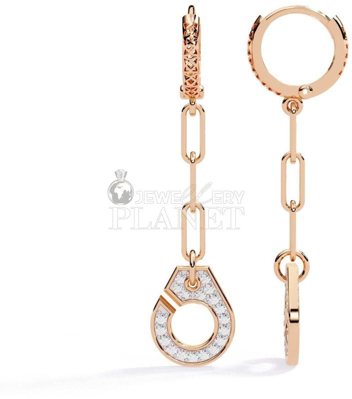 18k Rose Gold Cufflink Design Drop Earrings
