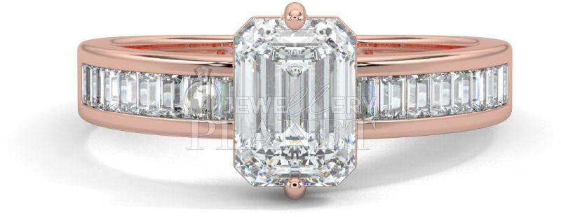 18K Rose Gold Emerald Cut Diamond Engagement Ring