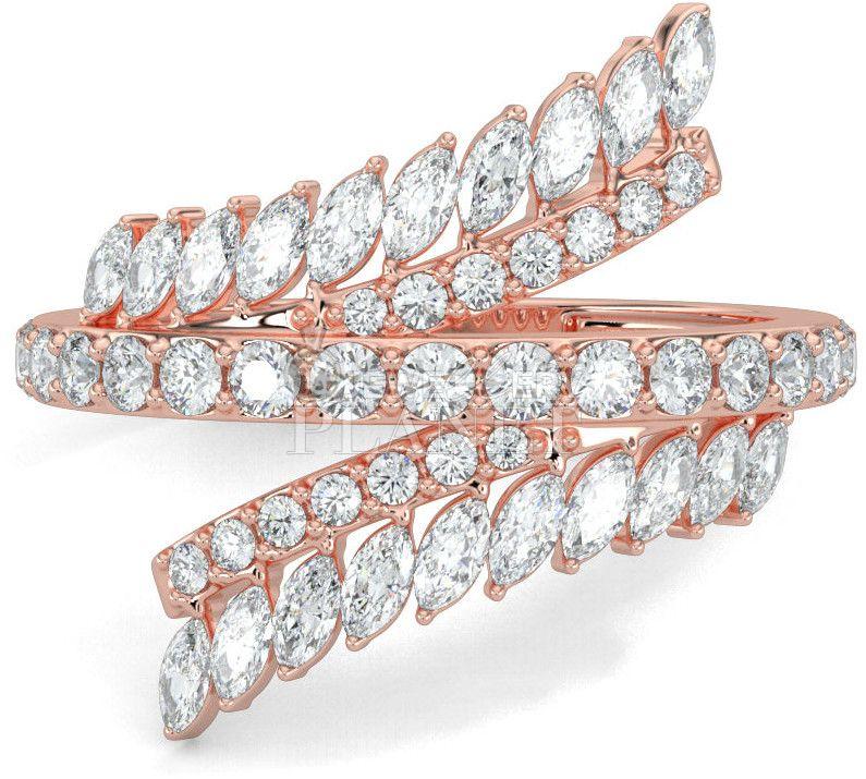 18K Rose Gold Fern Leaf Diamond Ring