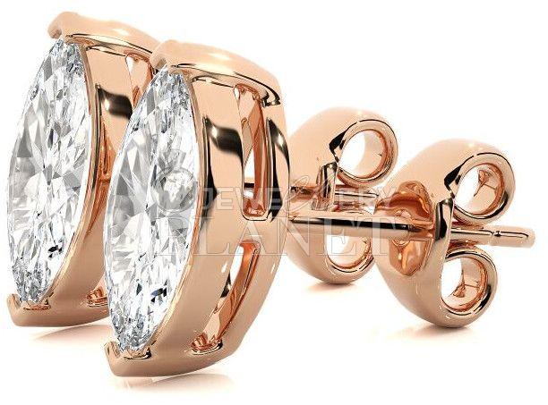 18K Rose Gold Round Diamond Stud Earrings