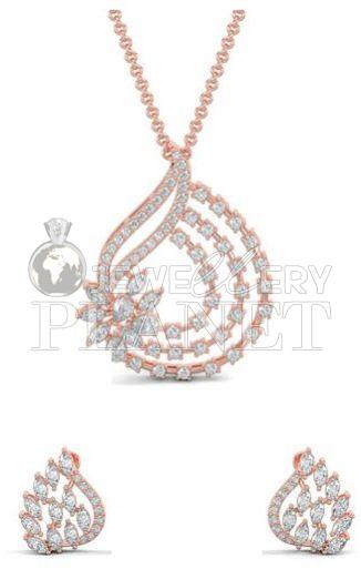 18k Rose Gold Serenity Leaf Diamond Pendant Set