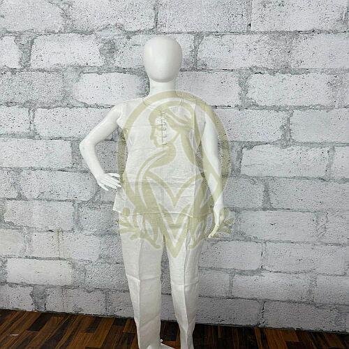 Ladies White Linen Western Co-Ord Set