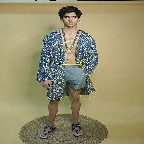 Mens Blue Cotton Co-Ord Set