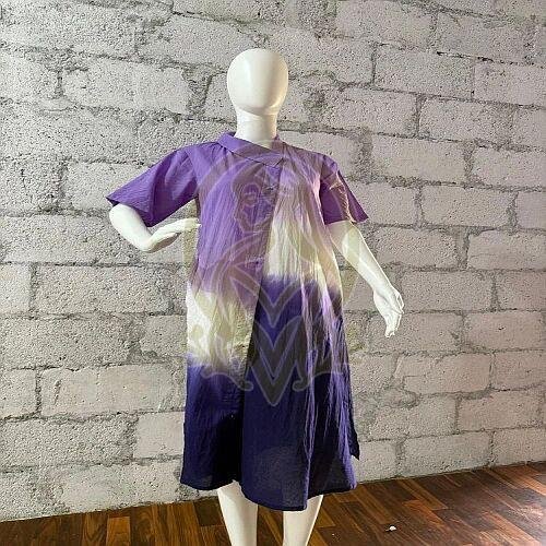 Tie Dye Purple and White Ladies Shirt Dress