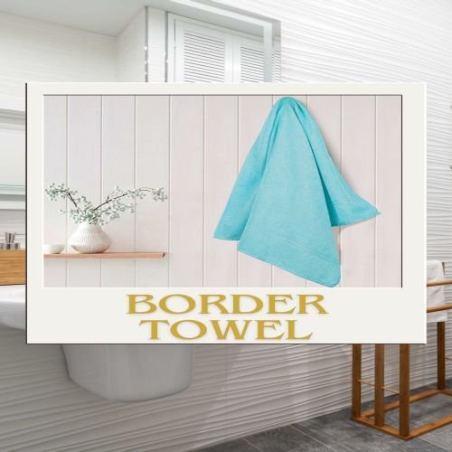 Aqua Blue Border Bath Towel