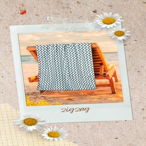 Beach Themed Gray and White Zigzag Towel