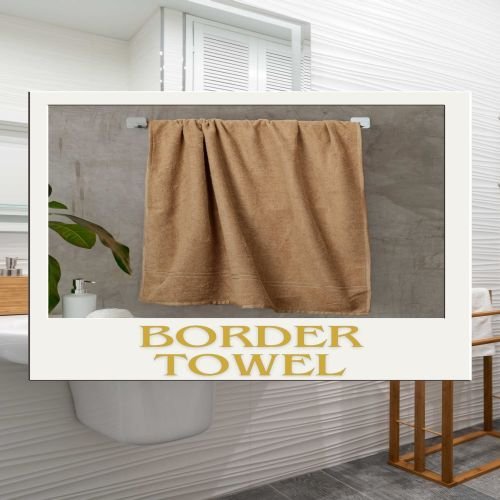Coffee Brown Border Bath Towel