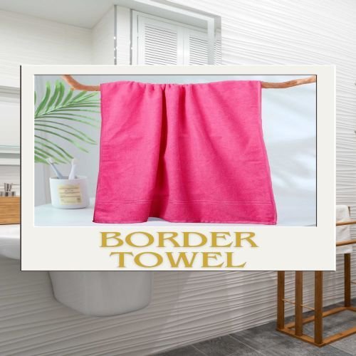 Hot Pink Border Bath Towel