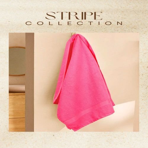 Hot Pink Bordered Bath Towel