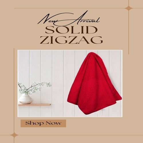 New Arrival Solid Red Zigzag Towel