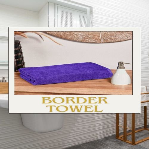 Plum Purple Border Bath Towel