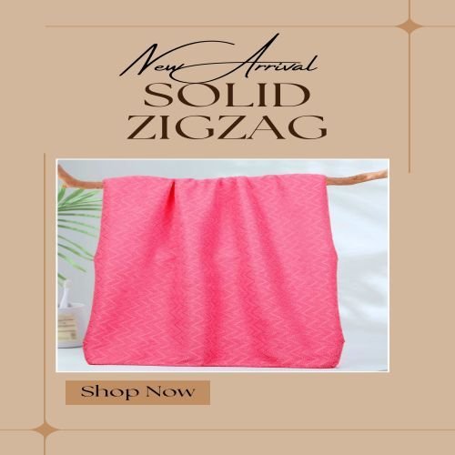 Plush Solid Zigzag Pattern Pink Towel