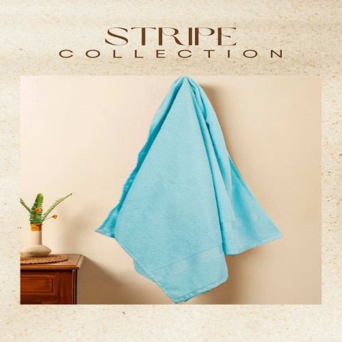 Sky Blue Bordered Bath Towel
