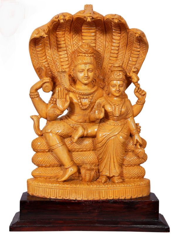 Wooden Shiv Parvati Statue