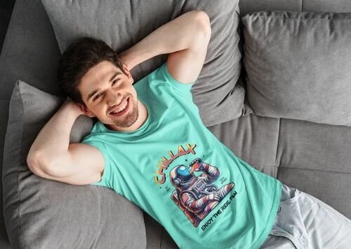 Cotton Chillax Astronaut Vibe Tee Printed Mens T Shirt