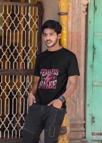 Cotton Fearless Free Lightning Bolt Mens T Shirt
