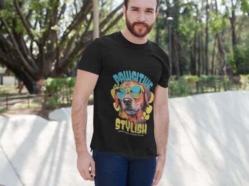 Cotton Pawsitive Stylish Graphic Mens T Shirt