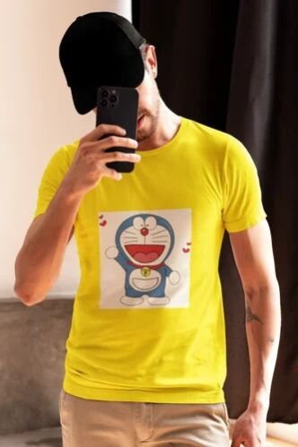 Graphic Tee Happy Doraemon Round Neck T Shirt