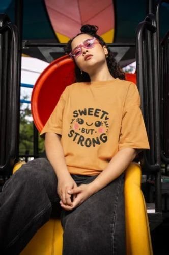 Sweet But Strong Kawaii Round Neck T Shirt Sweet But Strong Kawaii Round Neck T Shirt