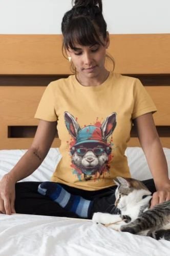 Urban Bunny Splash Round Neck T Shirt
