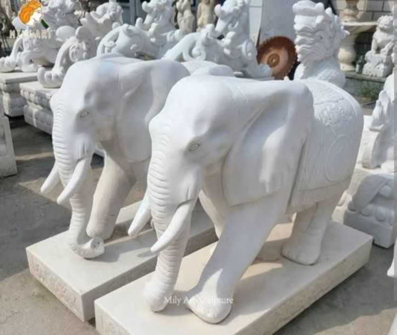 30 Inch Sandstone Carved Sculpture Elephant