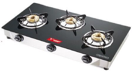3 Burner Yashika SS Glass Cook Top Gas Stove