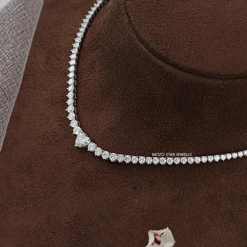 heart brilliant moissonite diamond necklace