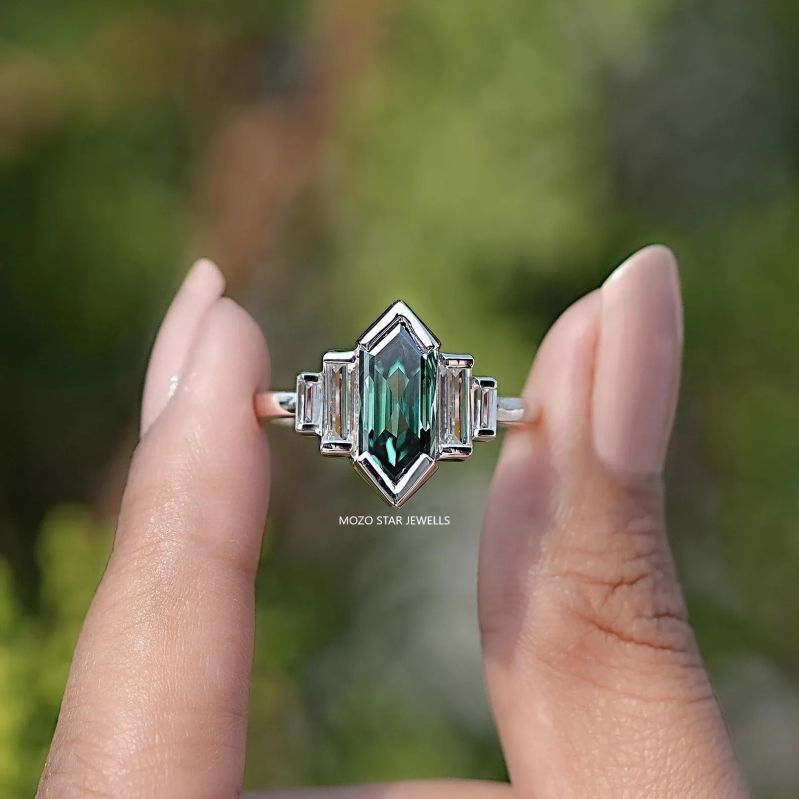 Hexagon Cut Moissanite Ring