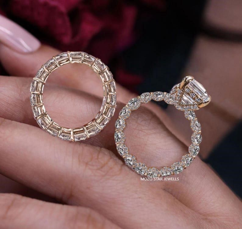 Hidden Halo and Eternity Wide Band Moissanite Ring