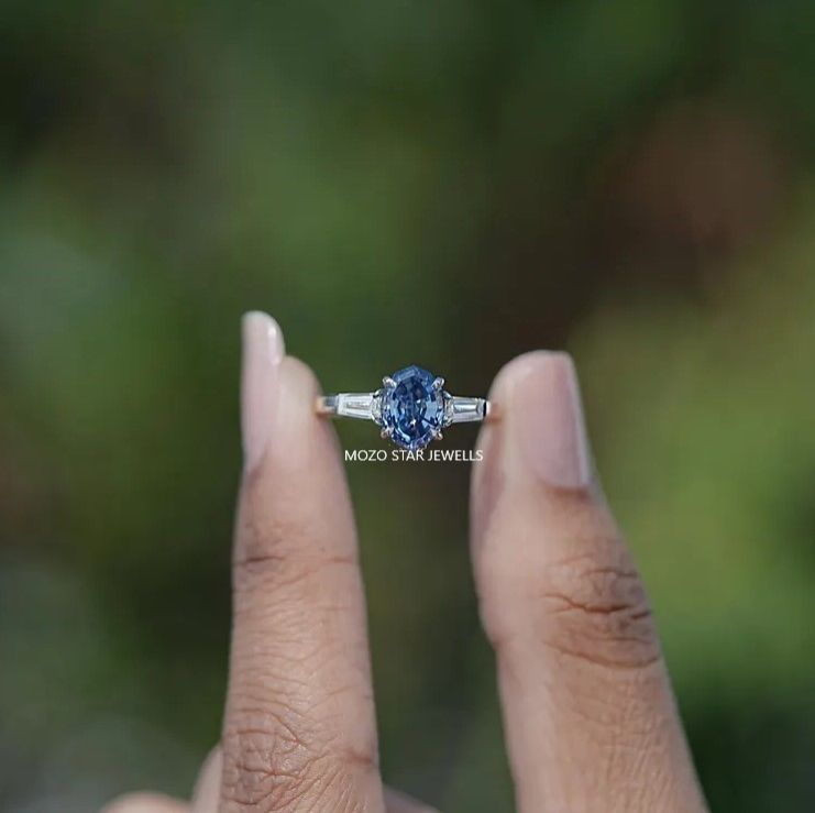 Step Cut Oval Moissanite Ring