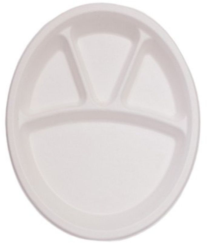 Sugarcane Bagasse Round Compartment Plate