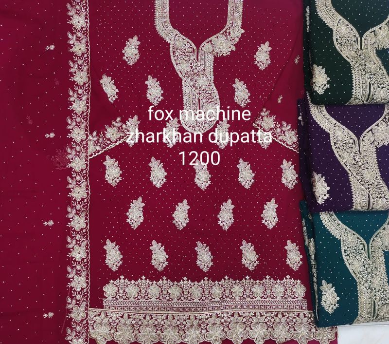 Embroidered Star Georgette Jarkan Suits and Dupatta