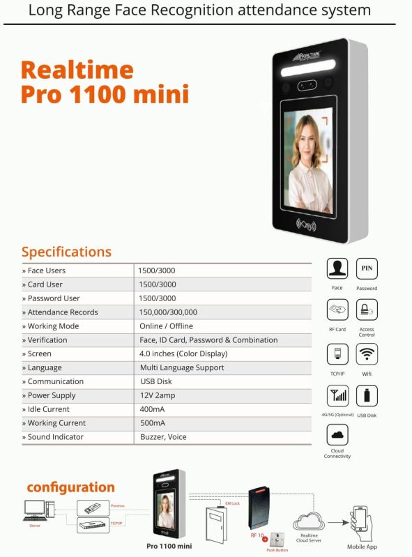 Realtime Biometrics Pro 1100 Mini Long Range Face Recognition System