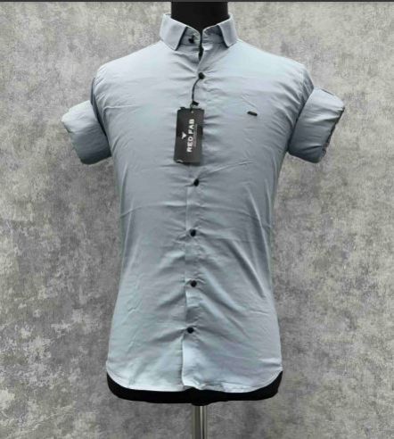 Men's Light Grey Plain Full Sleeve Shirt