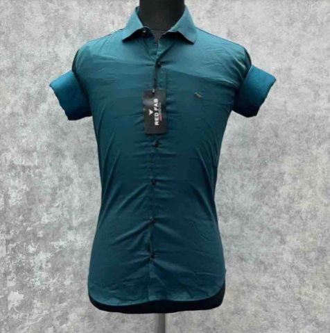 Men's Teal Blue Solid Casual Shirt