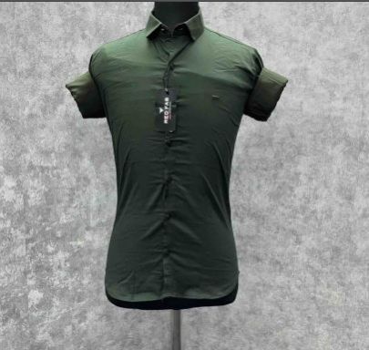 Stylish Dark Green Plain Full Sleeve Shirt